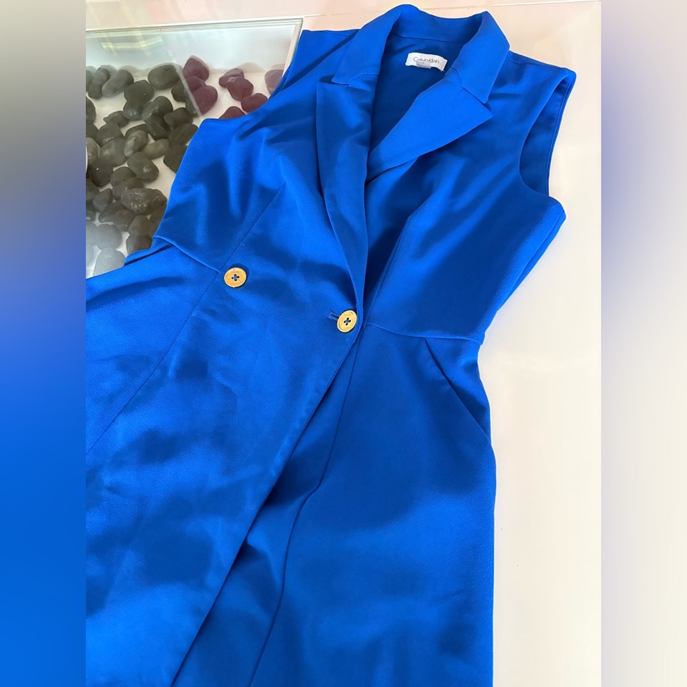 Calvin Klein- Vibrant Blue Sleeveless Blazer Dress